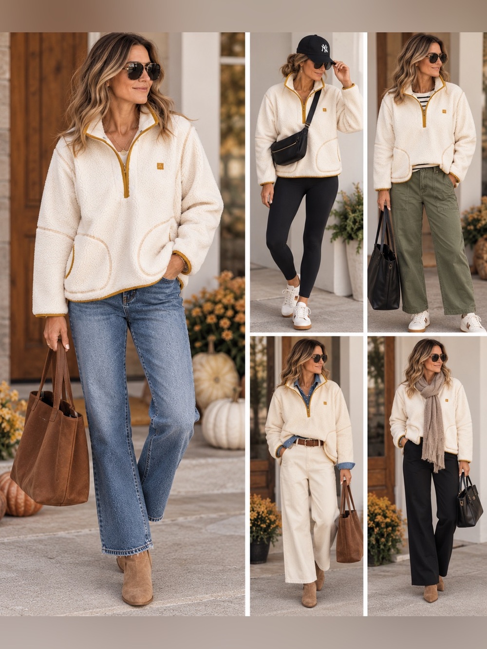 Billabong Cream and Tan Sherpa Jacket